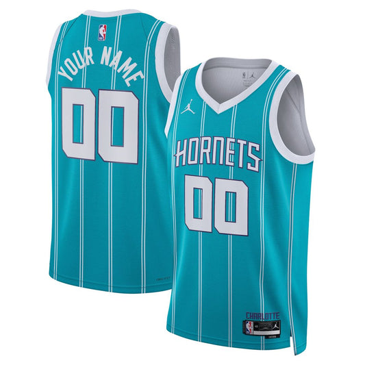 Charlotte Hornets Jordan Brand Unisex Swingman Custom Jersey Teal - Icon Edition