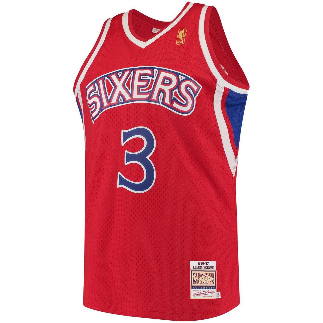 Philadelphia 76ers Allen Iverson Mitchell & Ness 1996/97 Hardwood Classics Authentic Jersey - Red