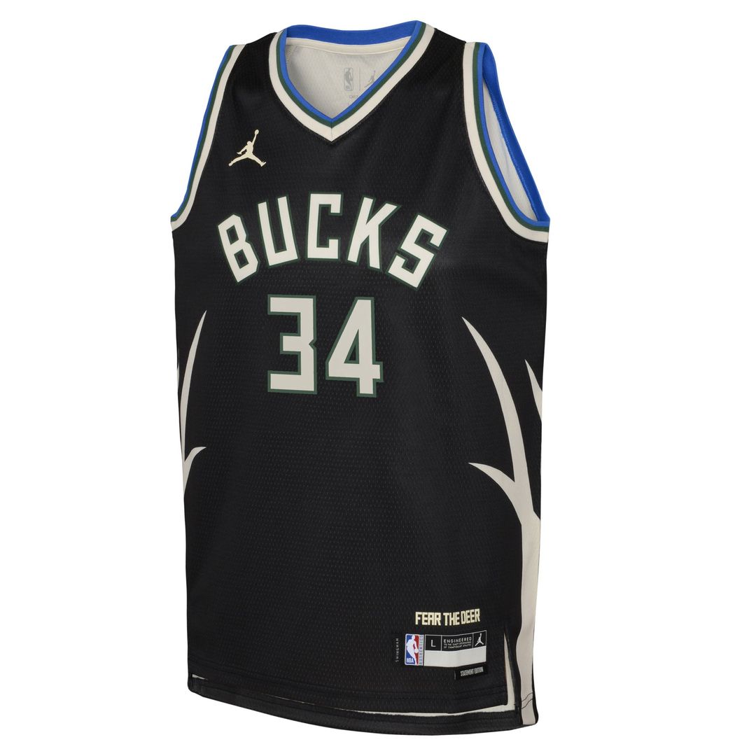 Milwaukee Bucks Giannis Antetokounmpo Jordan Brand Youth Swingman Jersey - Statement Edition - Black