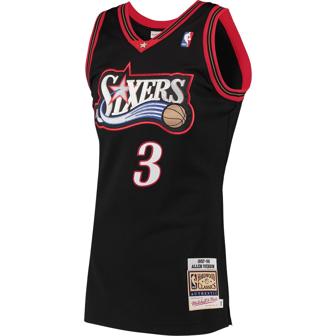 Philadelphia 76ers Allen Iverson Mitchell & Ness 1997/98 Hardwood Classics Authentic Jersey - Black