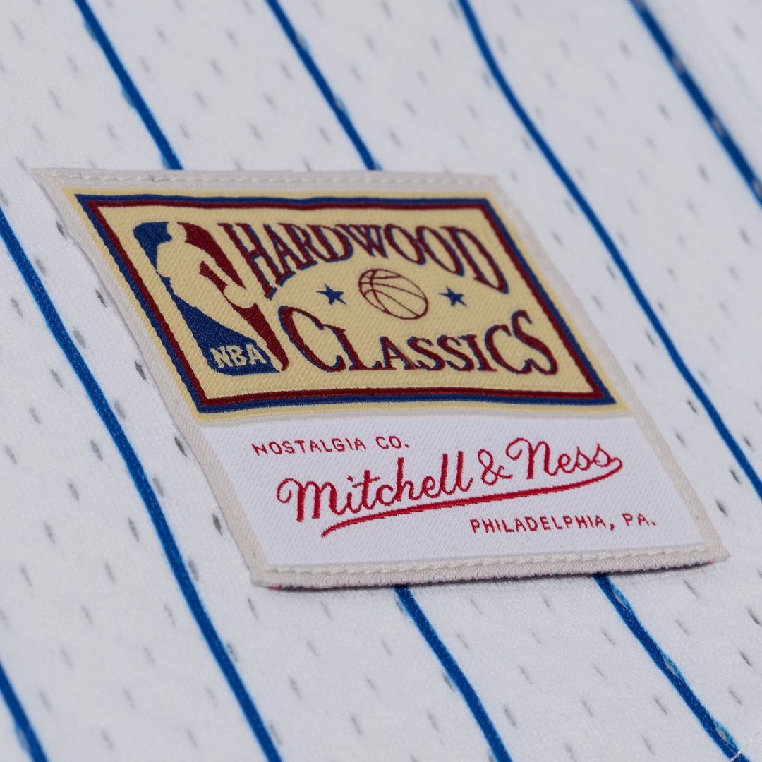 Detroit Pistons Mitchell & Ness Head Coach Pinstripe Mesh Full - Button Baseball Jersey - White
