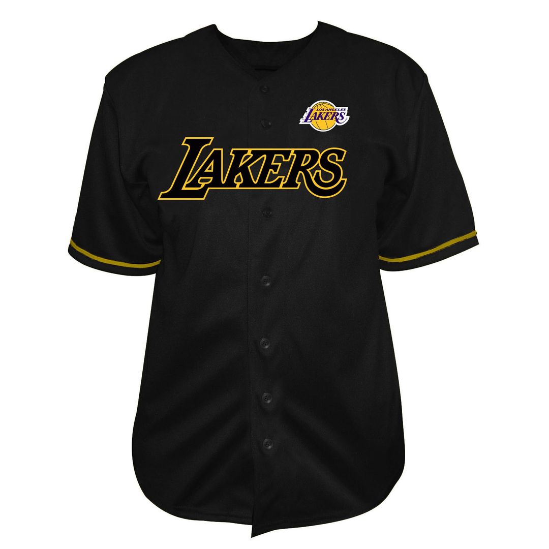 Los Angeles Lakers Fanatics Big & Tall Pop Full - Button Jersey - Black