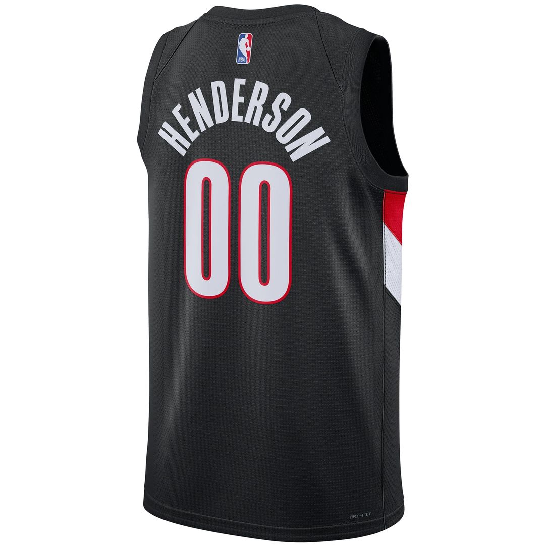 Portland Trail Blazers Scoot Henderson Nike Unisex Swingman Jersey - Icon Edition - Black