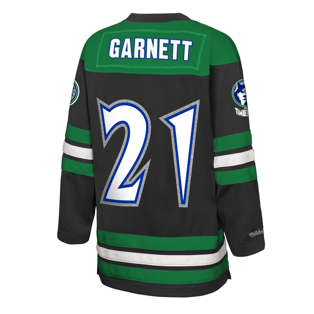 Minnesota Timberwolves Kevin Garnett Mitchell & Ness Youth Maxxed Out 2.0 Fashion Hockey Jersey - Black