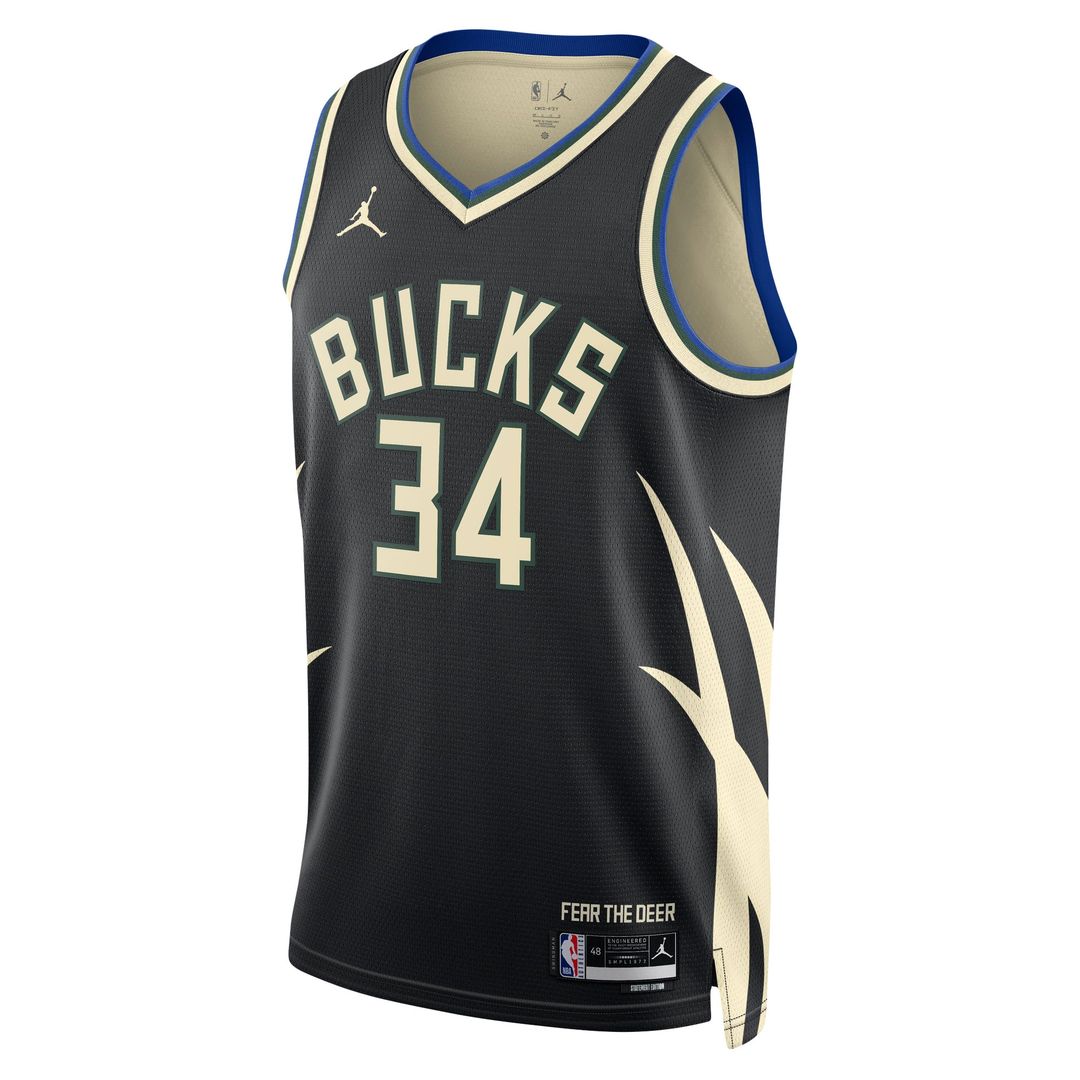 Milwaukee Bucks Giannis Antetokounmpo Jordan Brand Unisex Swingman Jersey - Statement Edition - Black