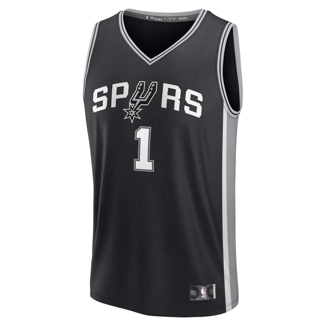 San Antonio Spurs Victor Wembanyama Fanatics Youth 2026 NBA Finals Patch Fast Break Replica Jersey - Black - Icon Edition