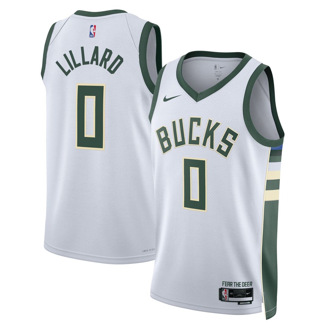 Milwaukee Bucks Damian Lillard Nike Unisex Fear The Deer Swingman Player Jersey - Association Edition - White