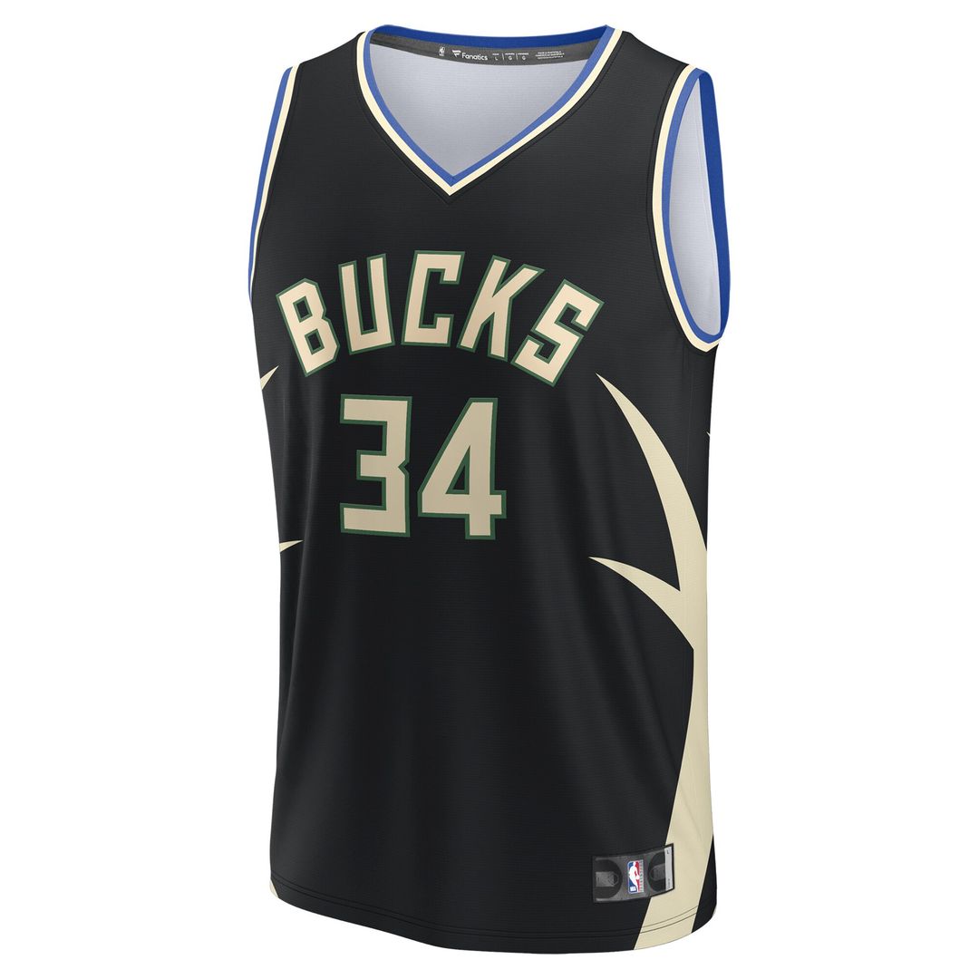 Milwaukee Bucks Giannis Antetokounmpo Fanatics Youth Fast Break Replica Player Jersey - Statement Edition - Black