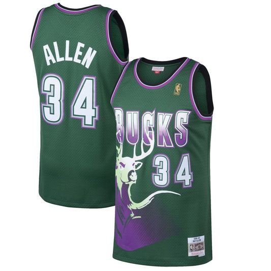 Milwaukee Bucks Ray Allen Mitchell & Ness 1996/97 Hardwood Classics Swingman Jersey - Kelly Green