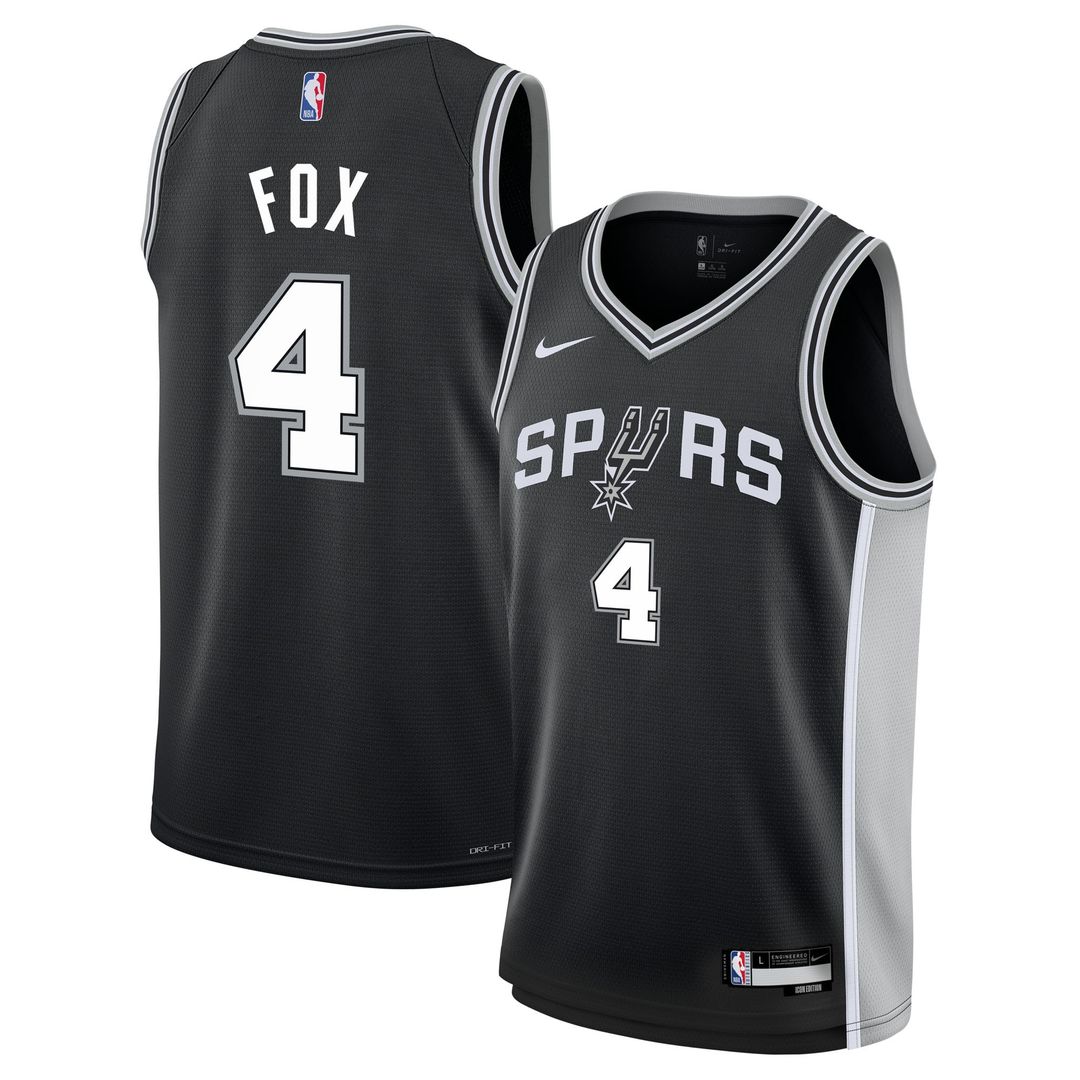 San Antonio Spurs De'Aaron Fox Nike Youth Swingman Jersey - Icon Edition - Black