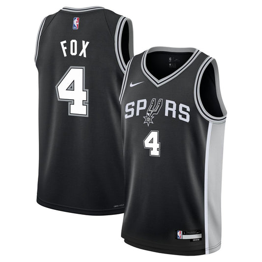 San Antonio Spurs De'Aaron Fox Nike Youth Swingman Jersey - Icon Edition - Black