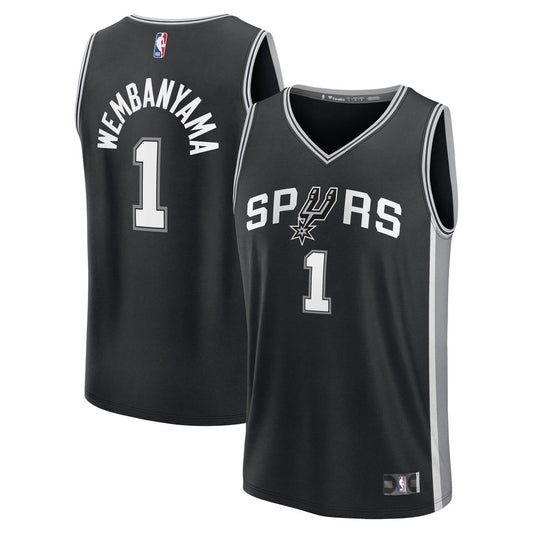 San Antonio Spurs Victor Wembanyama Fanatics Youth Fast Break Replica Player Jersey - Icon Edition - Black