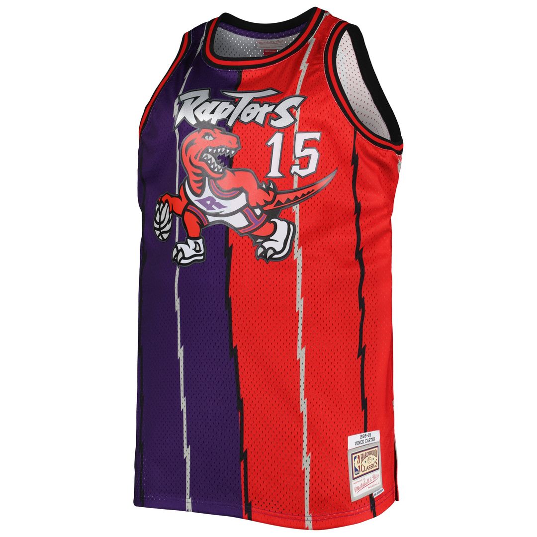 Toronto Raptors Vince Carter Mitchell & Ness Big & Tall Hardwood Classics 1998/99 Split Swingman Jersey - Purple/Red
