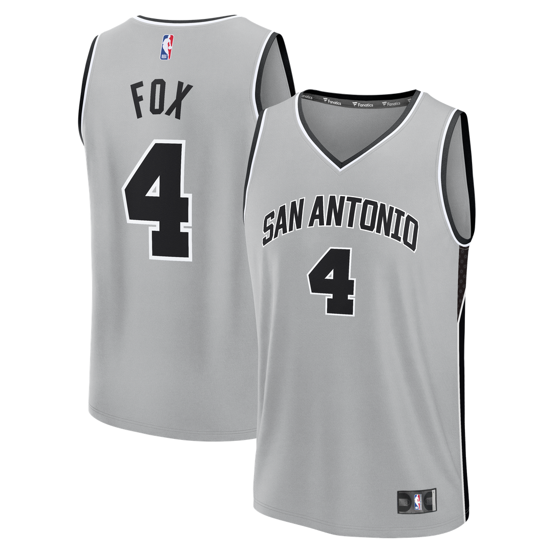 San Antonio Spurs De'Aaron Fox Fanatics Fast Break Jersey - Statement Edition - Silver