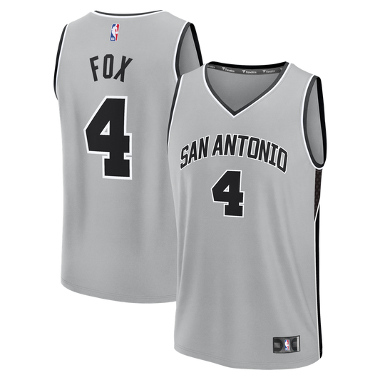 San Antonio Spurs De'Aaron Fox Fanatics Fast Break Jersey - Statement Edition - Silver