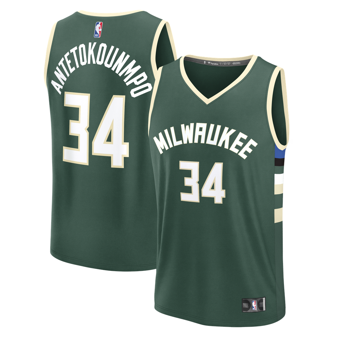 Milwaukee Bucks Giannis Antetokounmpo Fanatics Youth Fast Break Replica Player Jersey - Icon Edition - Hunter Green