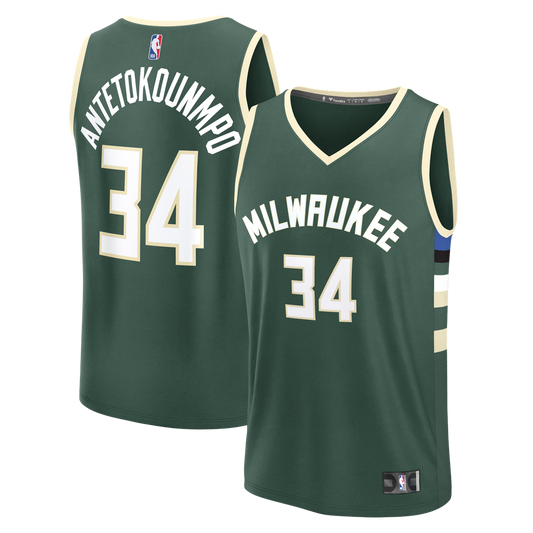Milwaukee Bucks Giannis Antetokounmpo Fanatics Youth Fast Break Replica Player Jersey - Icon Edition - Hunter Green