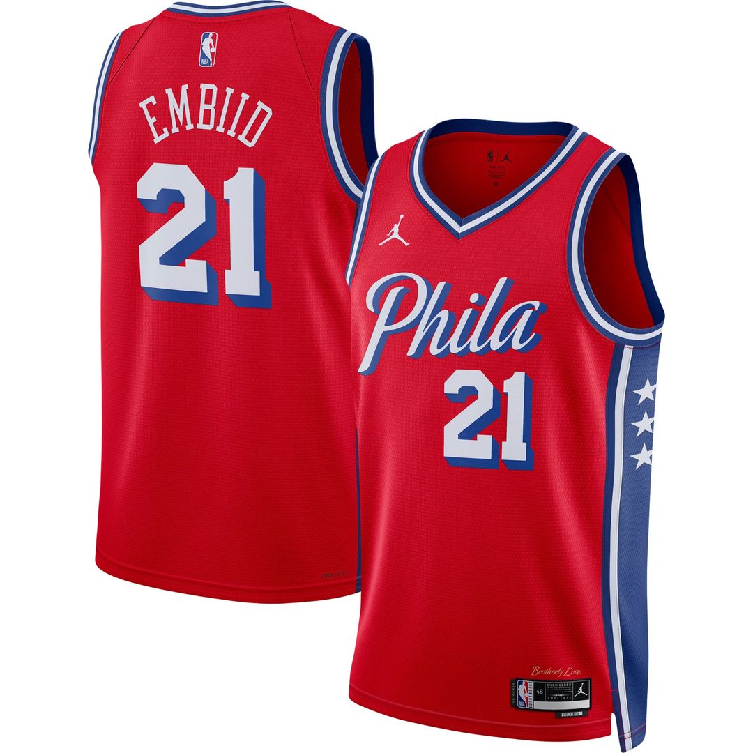 Philadelphia 76ers Joel Embiid Jordan Brand Unisex Swingman Jersey - Statement Edition - Red