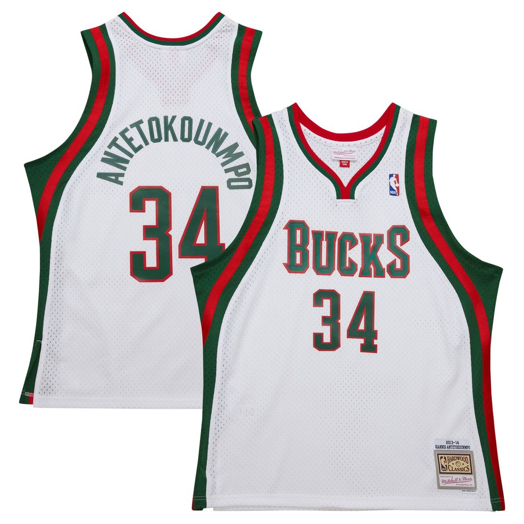 Milwaukee Bucks Giannis Antetokounmpo Mitchell & Ness 2013/14 Hardwood Classics Swingman Jersey - Hunter Green