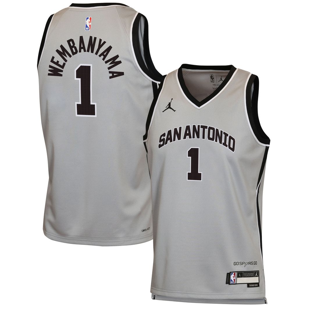 San Antonio Spurs Victor Wembanyama Jordan Brand Youth Swingman Jersey - Statement Edition - Silver