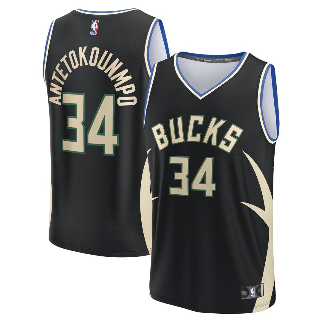 Milwaukee Bucks Giannis Antetokounmpo Fanatics Fast Break Replica Player Jersey - Statement Edition - Black
