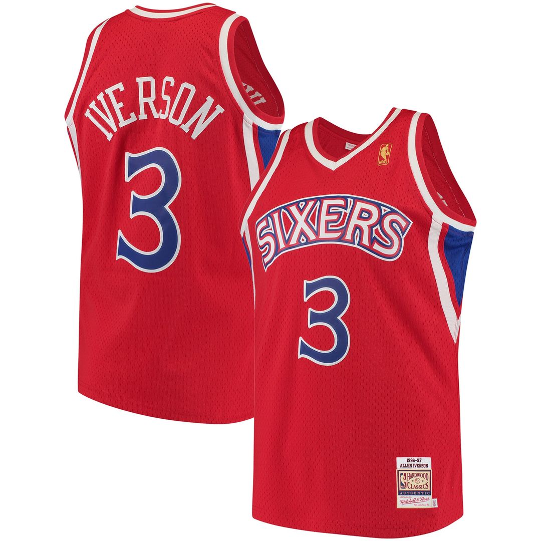 Philadelphia 76ers Allen Iverson Mitchell & Ness 1996/97 Hardwood Classics Authentic Jersey - Red