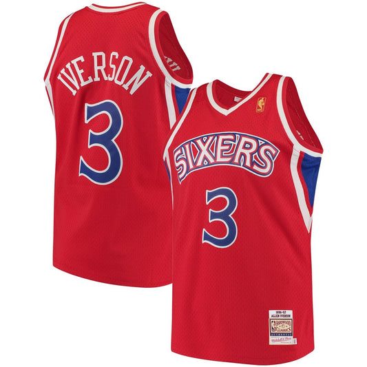 Philadelphia 76ers Allen Iverson Mitchell & Ness 1996/97 Hardwood Classics Authentic Jersey - Red