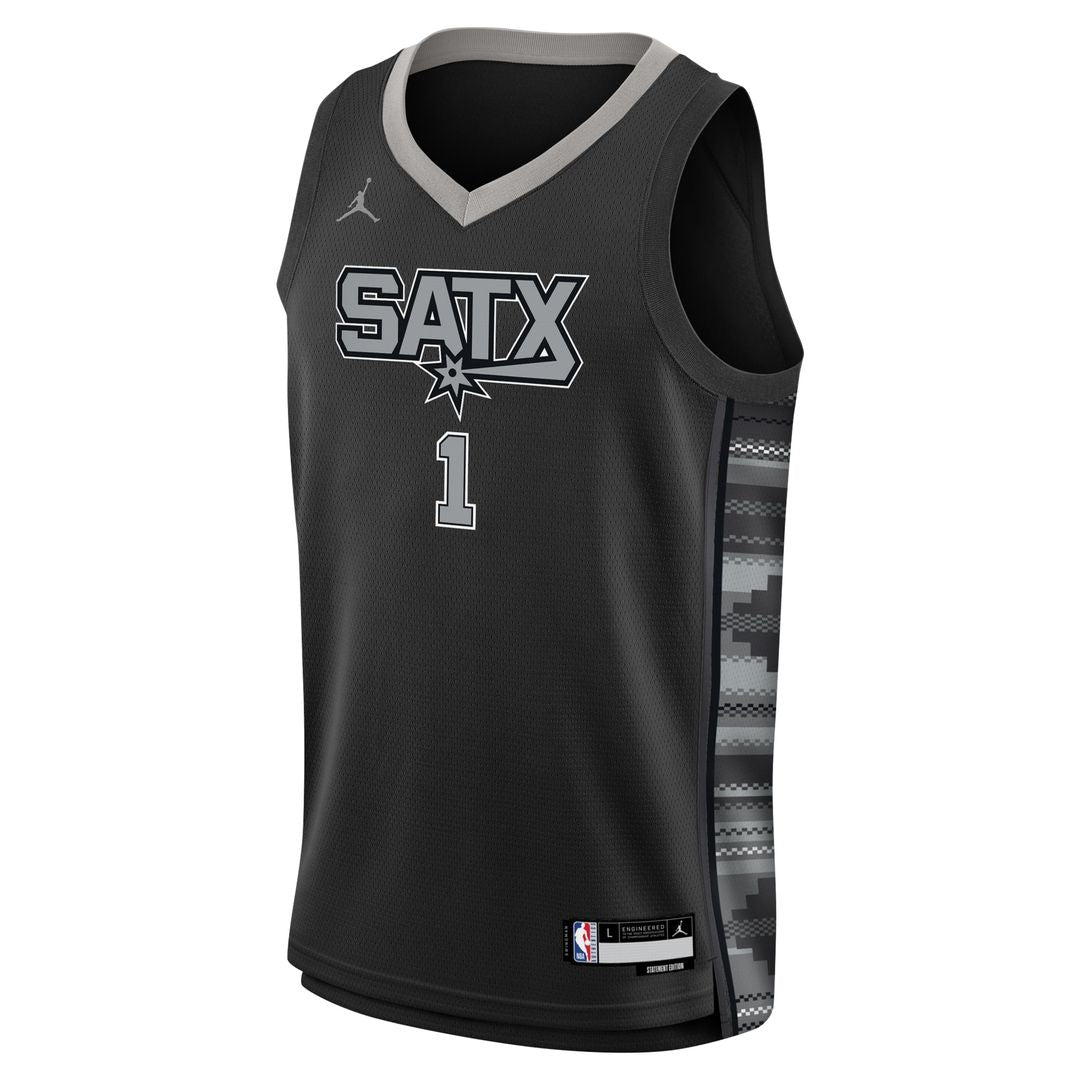 San Antonio Spurs Victor Wembanyama Jordan Brand Youth Swingman Jersey - Statement Edition - Black