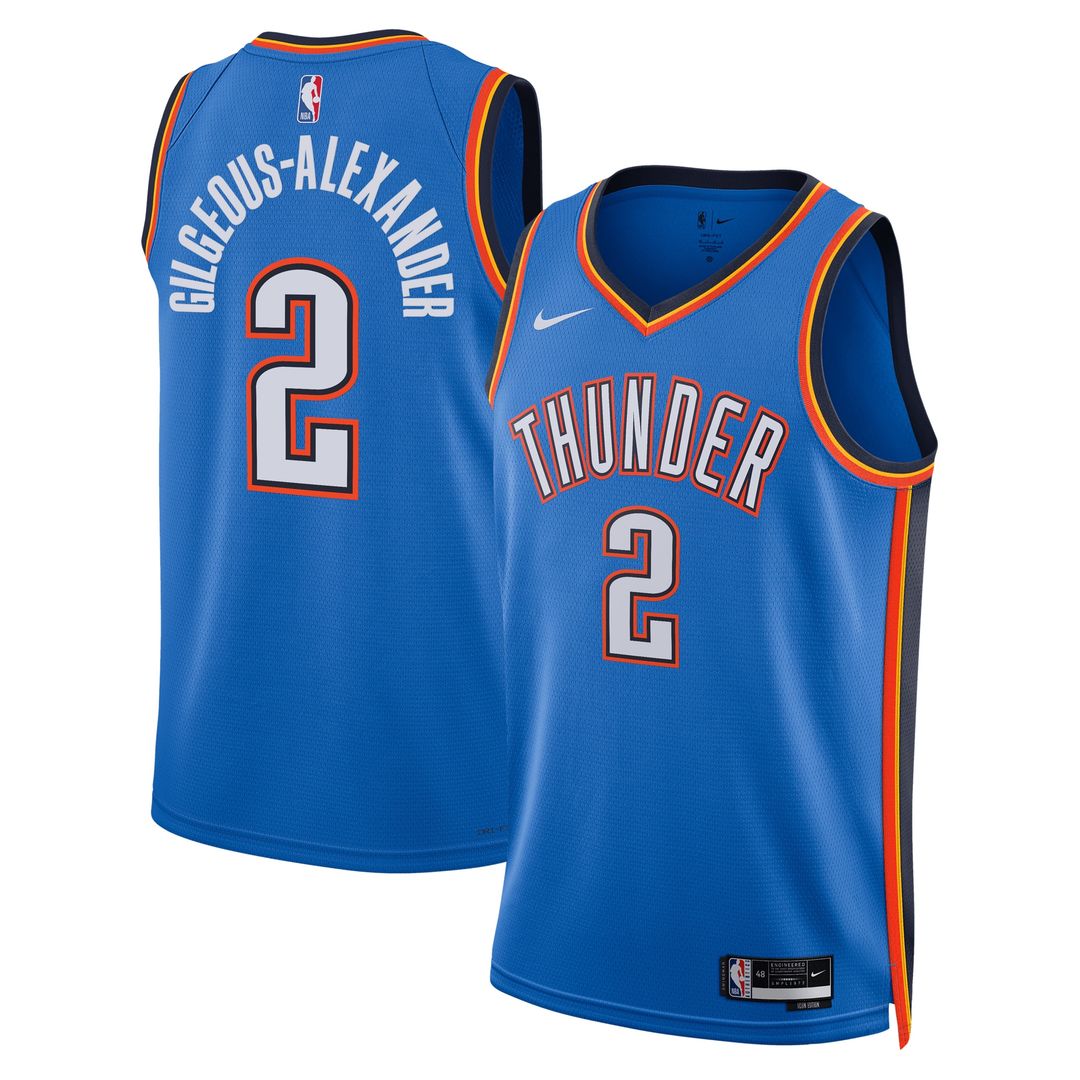 Oklahoma City Thunder Shai Gilgeous - Alexander Nike Unisex Badge Swingman Replica Jersey - Icon Edition - Blue