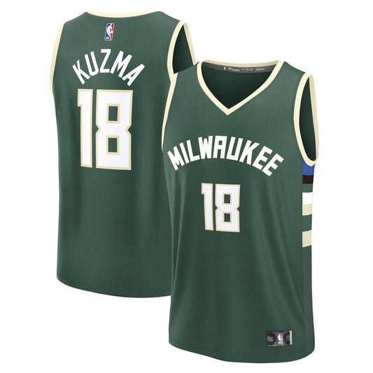 Milwaukee Bucks Kyle Kuzma Fanatics Fast Break Replica Player Jersey - Icon Edition - Hunter Green
