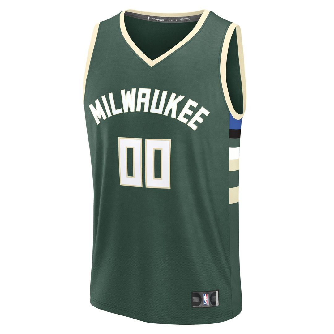 Milwaukee Bucks Fanatics Youth Fast Break Custom Replica Jersey - Black - Statement Edition