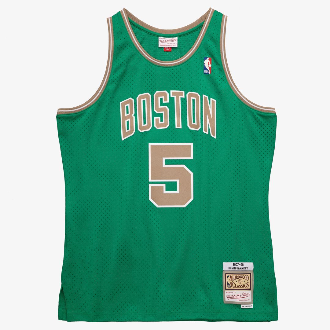 Boston Celtics Kevin Garnett Mitchell & Ness 2007 - 08 Hardwood Classics Swingman Jersey - Kelly Green