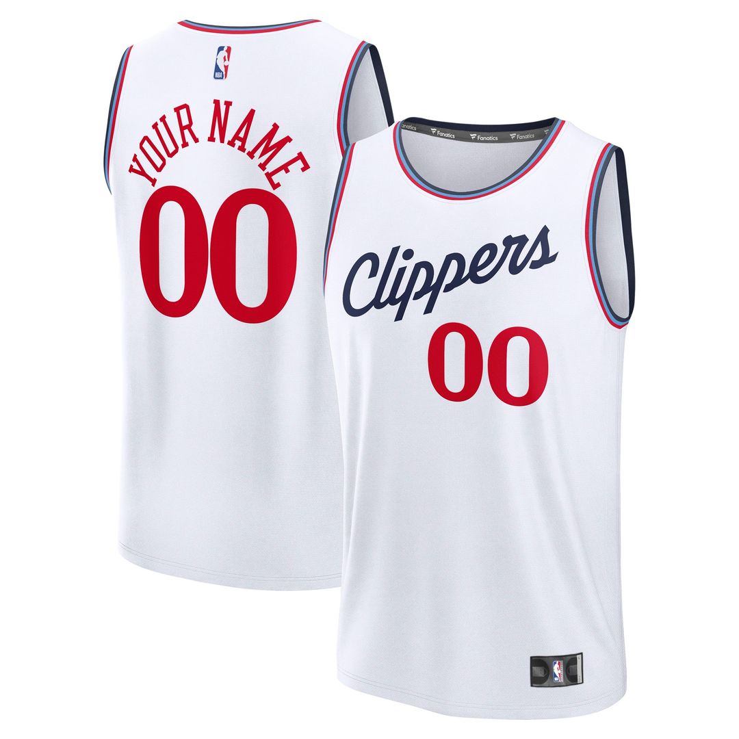 LA Clippers Fanatics Youth Fast Break Custom Replica Jersey - White - Association Edition
