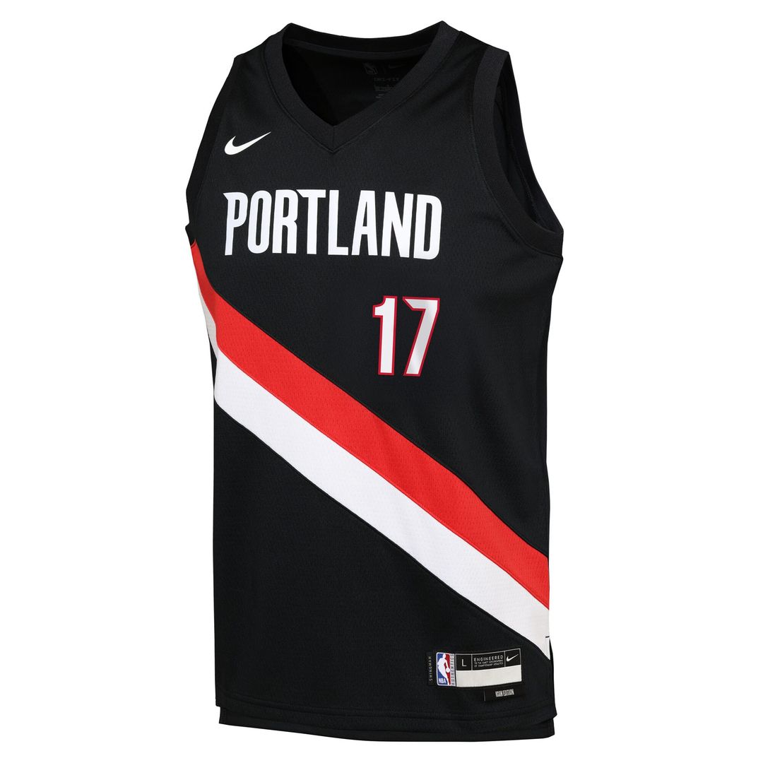 Portland Trail Blazers Shaedon Sharpe Nike Youth Icon Edition Swingman Jersey - Black