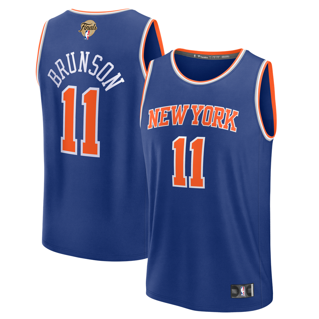 New York Knicks Jalen Brunson Fanatics Youth 2026 NBA Finals Patch Fast Break Jersey - Blue - Icon Edition