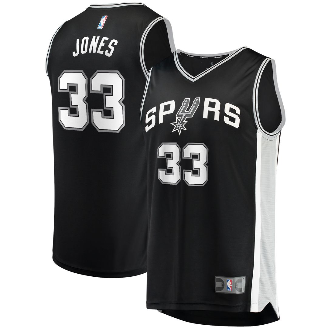 San Antonio Spurs Tre Jones Fanatics Fast Break Replica Jersey - Icon Edition - Black