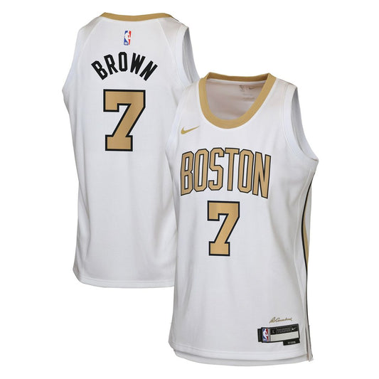 Boston Celtics Jaylen Brown Nike Youth 2025/26 City Edition Swingman Jersey - White