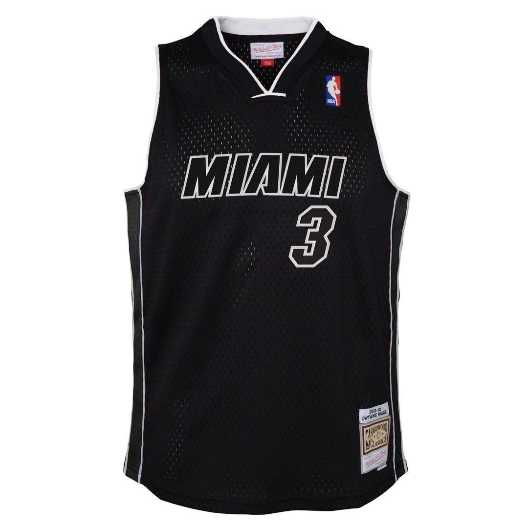 Miami Heat Dwyane Wade Mitchell & Ness Youth 2011/12 Hardwood Classics Swingman Alternate Jersey - Black