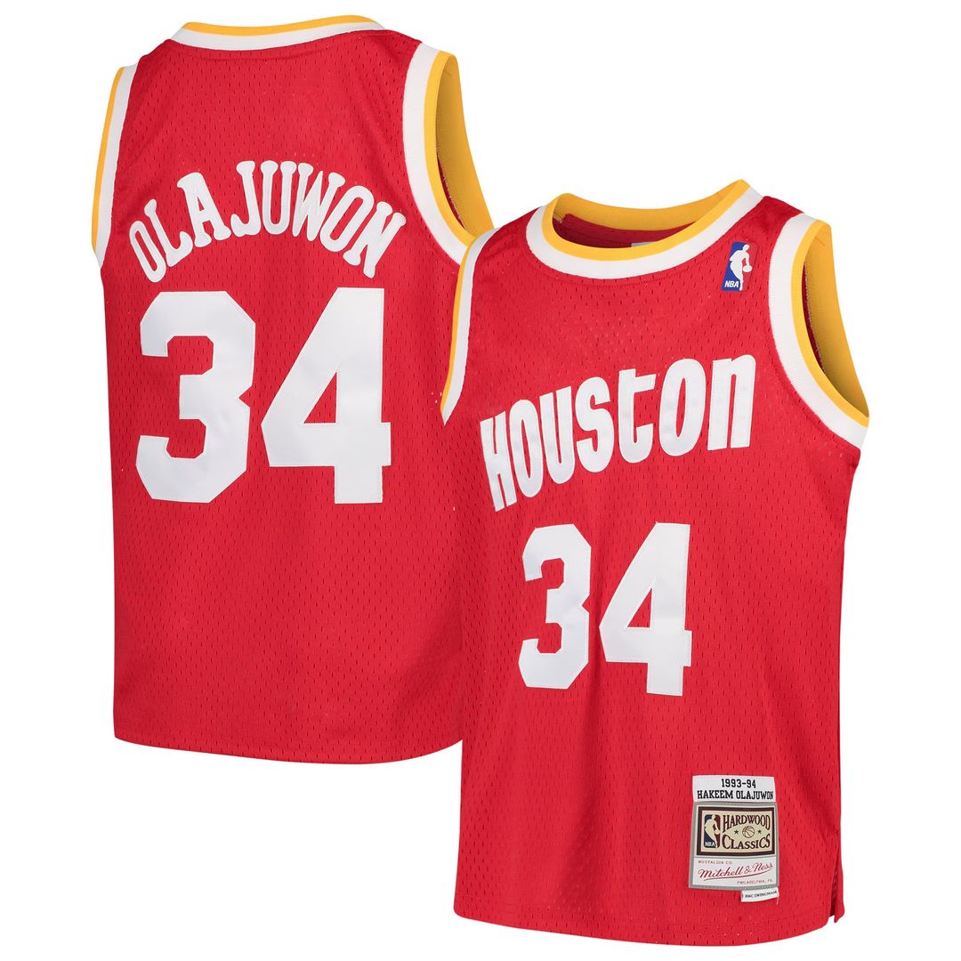 Houston Rockets Hakeem Olajuwon Mitchell & Ness Youth 1996/97 Hardwood Classics Swingman Jersey - Red