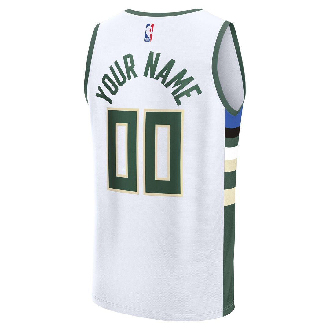 Milwaukee Bucks Fanatics Youth Fast Break Custom Replica Jersey - White - Association Edition