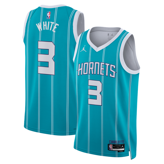 Charlotte Hornets Coby White Jordan Brand Unisex Swingman Jersey - Icon Edition - Teal
