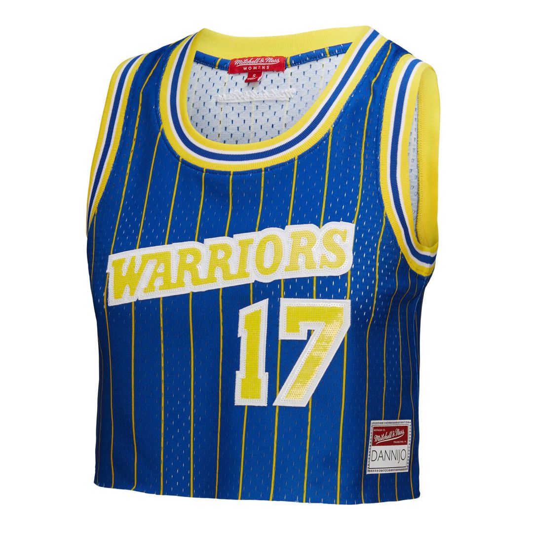 Golden State Warriors Chris Mullin Mitchell & Ness x DANNIJO Women's Fashion Cropped Basketball Jersey - Royal