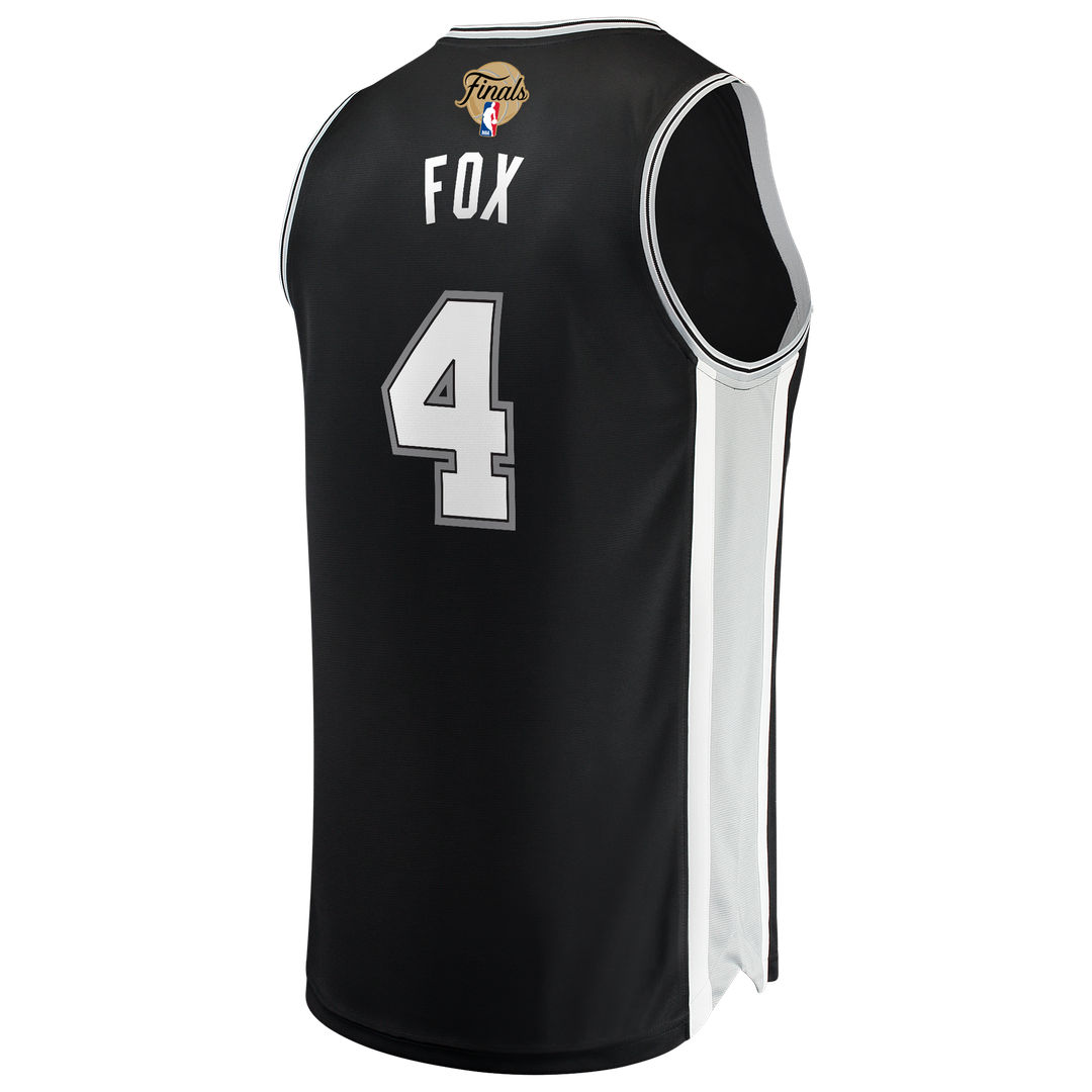 San Antonio Spurs De'Aaron Fox Fanatics 2026 NBA Finals Patch Fast Break Jersey - Icon Edition - Black
