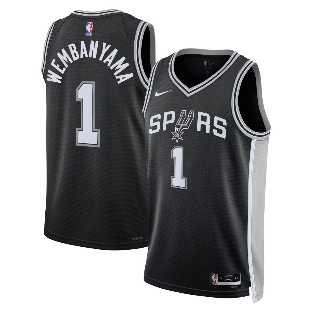 San Antonio Spurs Victor Wembanyama Nike Unisex Swingman Jersey - Icon Edition - Black