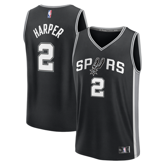 San Antonio Spurs Dylan Harper Fanatics Fast Break Jersey - Black - Icon Edition