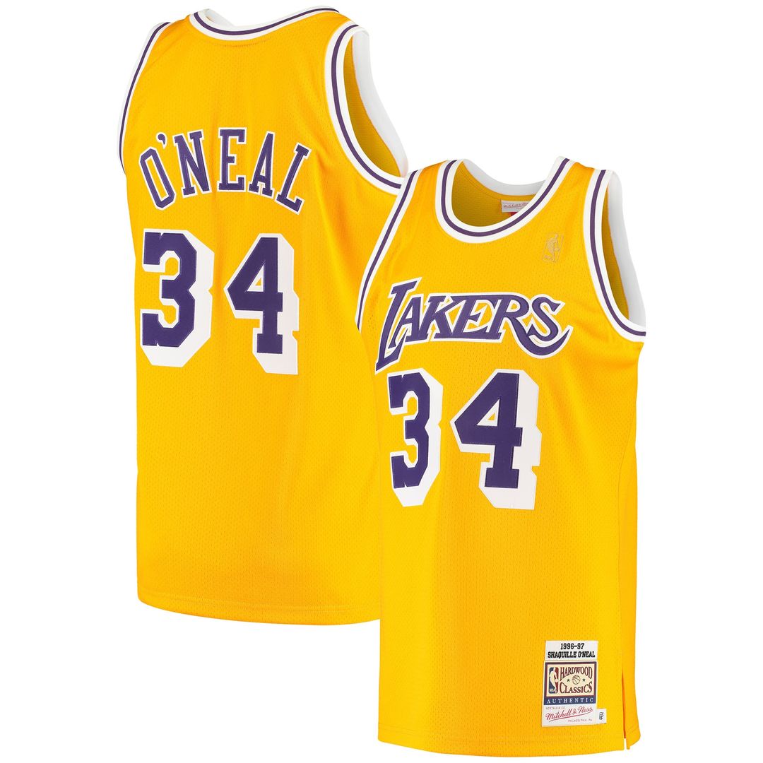 Los Angeles Lakers Shaquille O'Neal Mitchell & Ness 1996/97 Hardwood Classics Authentic Jersey - Gold