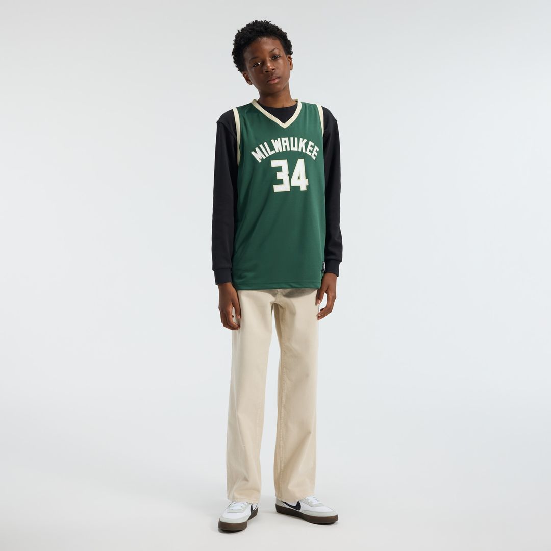 Milwaukee Bucks Giannis Antetokounmpo Fanatics Youth Fast Break Replica Player Jersey - Icon Edition - Hunter Green
