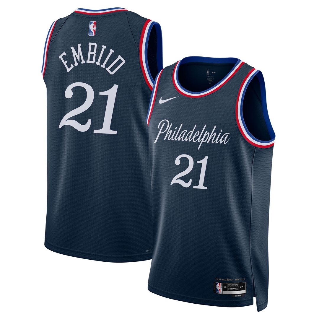 Philadelphia 76ers Joel Embiid Nike Unisex 2025/26 Swingman Jersey - Navy - City Edition