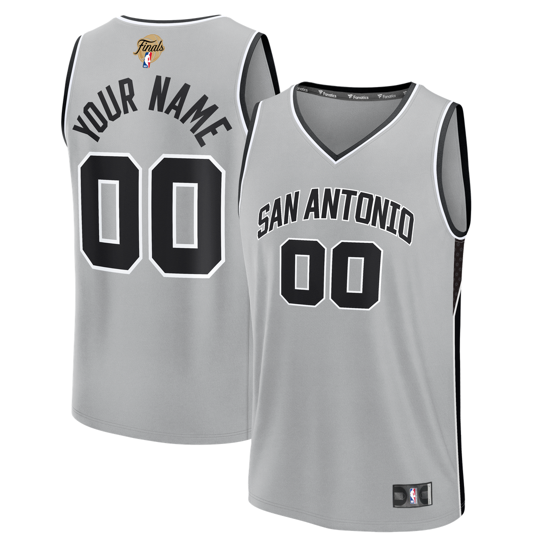 San Antonio Spurs Fanatics Youth 2026 NBA Finals Fast Break Custom Jersey - Statement Edition - Silver