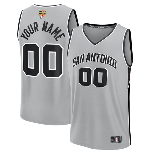 San Antonio Spurs Fanatics Youth 2026 NBA Finals Fast Break Custom Jersey - Statement Edition - Silver